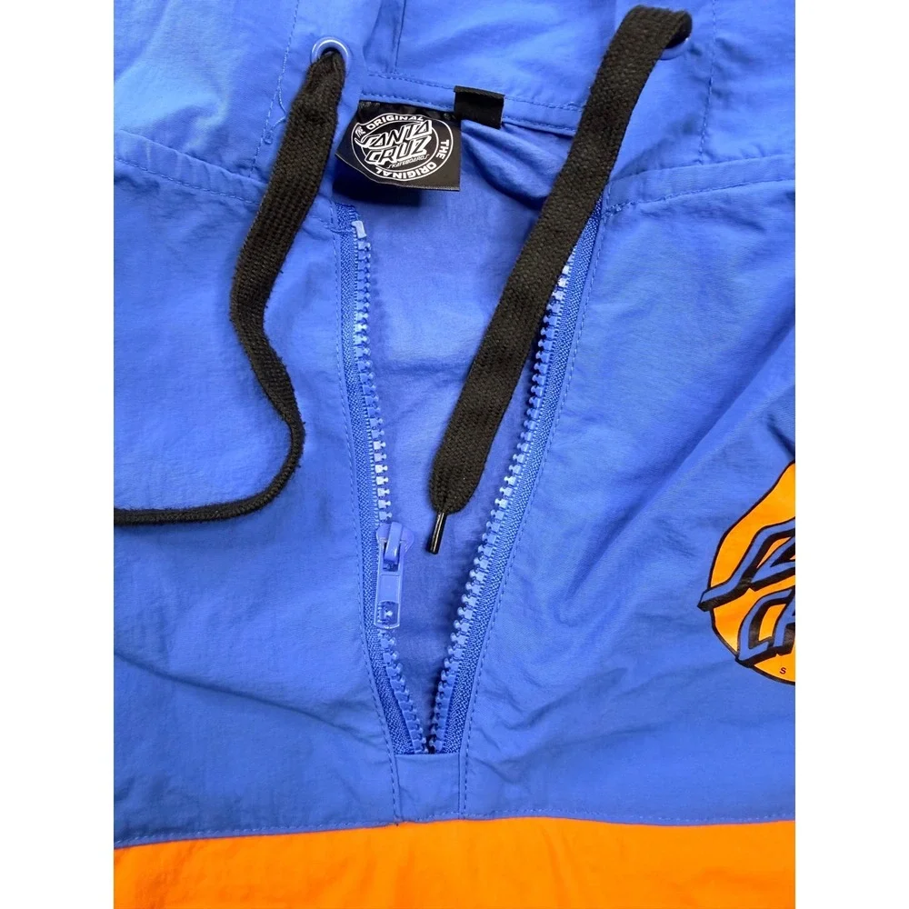 Santa Cruz Skateboards Anorak Windbreaker Jacket Mens‎ Small Blue Black Orange